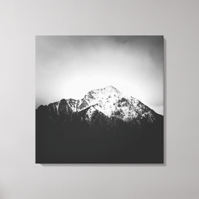 Toile Montagne enneigée noire et blanche (Recto)