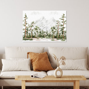 Toile Montagne et forêt à l'aquarelle