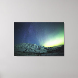 Toile Montagnes Aurora Borealis & Milky Way Alaska