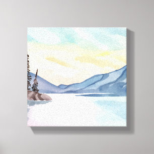 Toile Montagnes brumeuses Aquarelle du lac Tahoe