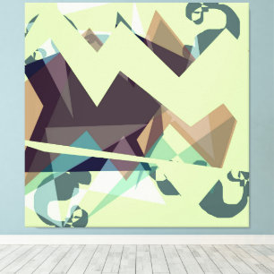 Toile Montagnes géométriques vertes, violettes et bleues