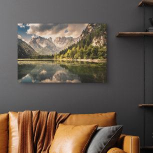 Toile Montagnes   Lac Dürrensee, Dolomites, Italie