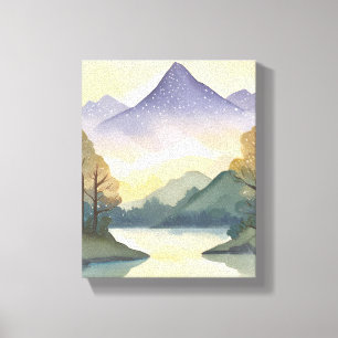 Toile Montagnes Mystiques   Peinture de Paysage à l'Aqua