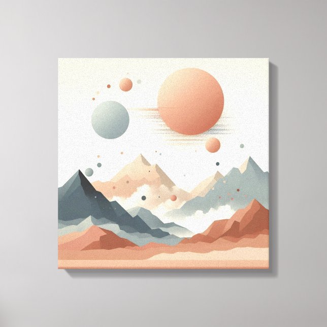 Toile Montagnes Surréalistes Flottantes avec des Orbes S (Recto)