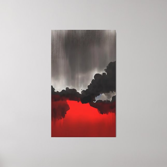 Toile Moody Contemporary Peinture Black Grey Red Art (Recto)