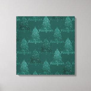Toile Moody Tree Motif Noël Turquoise de minuit foncé