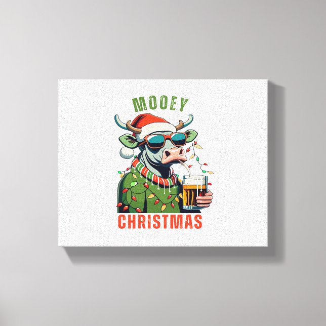 Toile Mooey Noël Highland Cow Light Santa Hat T-Shi (Recto)