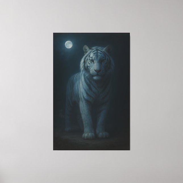 Toile Moonlit Blue White Tiger – Fine Art Canvas (Recto)