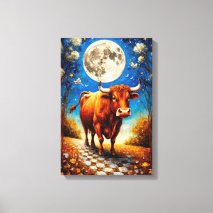 Toile Moonlit Bull Imaginaire Art pour des intérieurs de