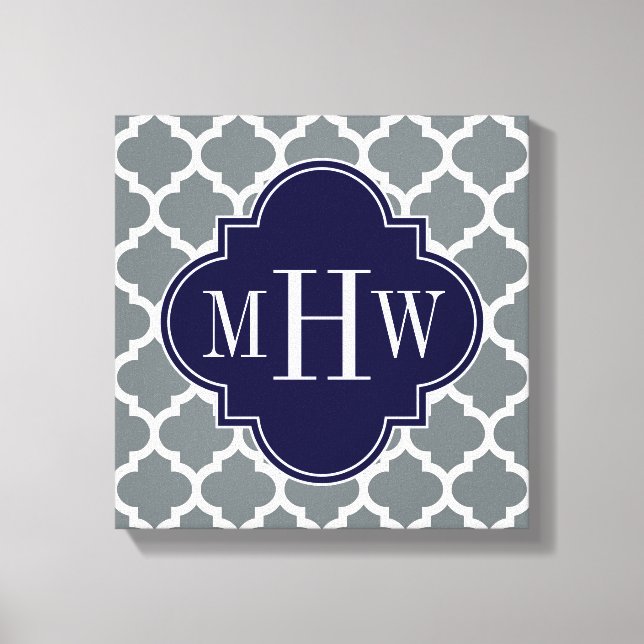 Toile Moroccan Charcoal White #5 Navy 3 Monogram initial (Recto)