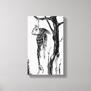 Toile Morue, accrochant sur une branche