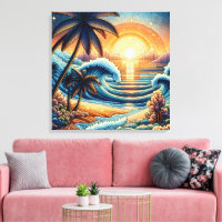 Mosaic Ai Art | Coucher de soleil et palmiers océa