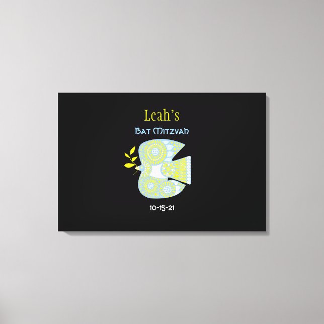 Toile MOSAIC DOVE of PEACE Bat mitzvah Sign-In Board (Recto)