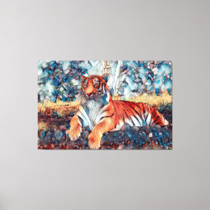 TOILE MOSAIC TIGER STRETCHÉ CANVAS ART IMPRIMER