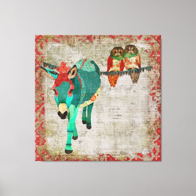 Toile Moses Ruby Chouettes Roses Art Canvas (Recto)