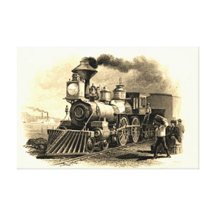 Toile Moteur de train à vapeur Sepia Vintage 60" x 40" G