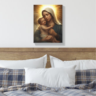 Toile Mother Mary and Baby Jesus Stretched Canvas Print