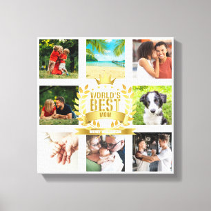 Toile Mothers Day Worlds Best Mom Family Photo Collage