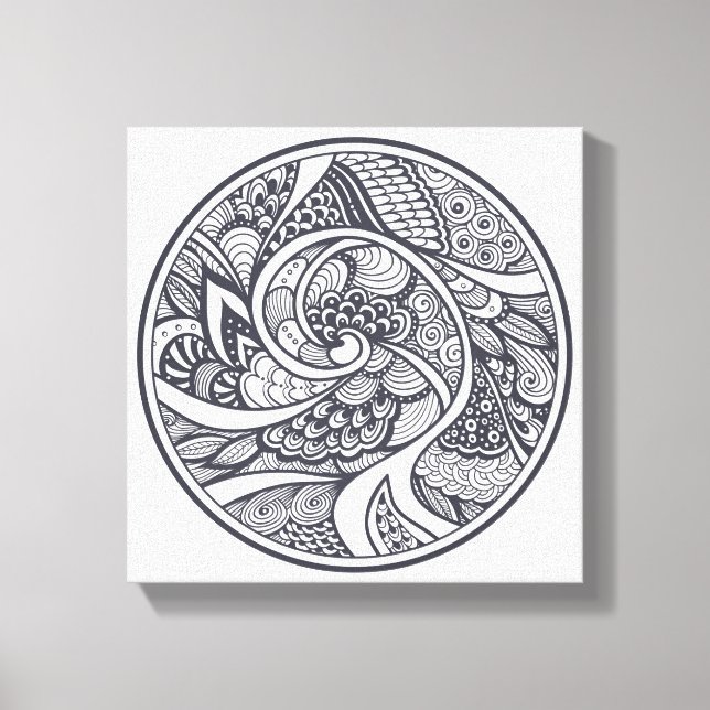 Toile Motif Abstrait En Style Zen-Doodle 6 (Recto)