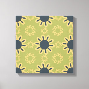 Toile Motif Abstrait noir et jaune rétro