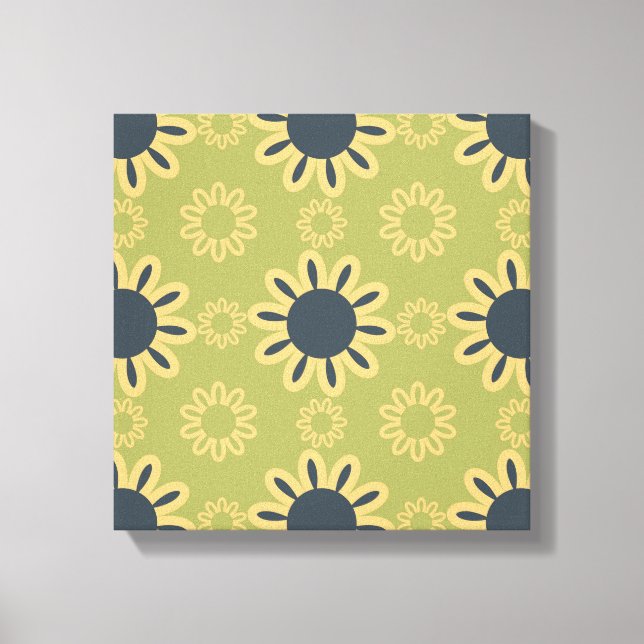 Toile Motif Abstrait noir et jaune rétro (Recto)