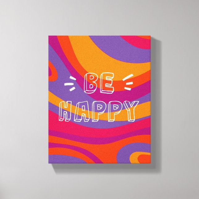 Toile motif biologique Abstrait Positive Be happy quote (Recto)