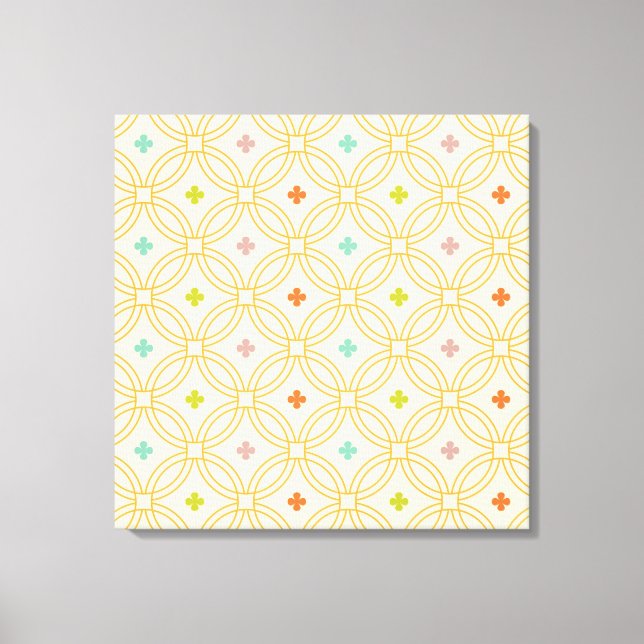 Toile Motif circulaire à verrouillage géométrique rétro (Recto)