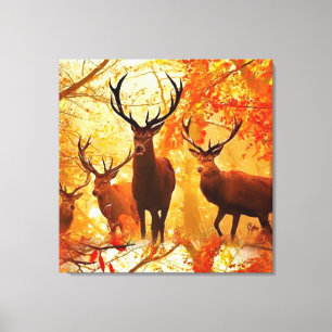 Toile Motif de cerfs d'automne