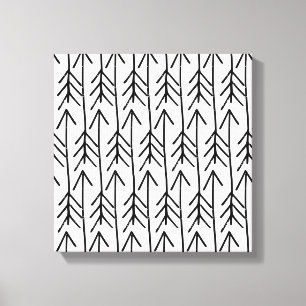 Toile Motif de Chevron blanc noir dessiné à la main