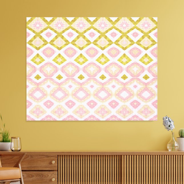 Toile Motif de diamant géométrique en rose et vert olive (Insitu(Salon))