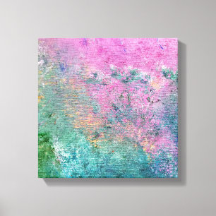Toile motif de peinture rose et turquoise abstrait