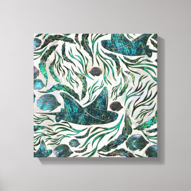 Toile Motif de poisson stingray et squelette Abalone (Recto)