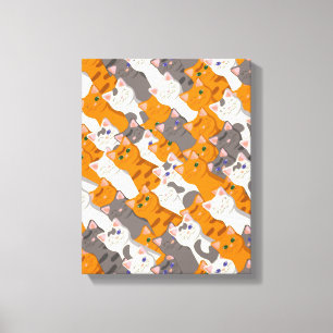 Toile Motif en diagonale du chat noir blanc gingembre