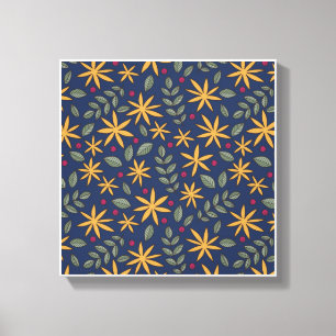 Toile Motif floral doré, dessin botanique