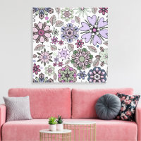 Motif floral sans couture rose violet pastel rétro