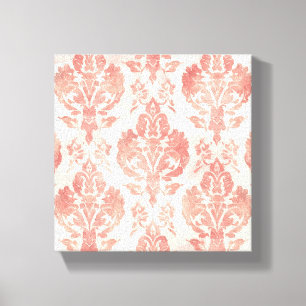 Toile Motif Floral Vintage Papier Aquarelle Damassé Rose