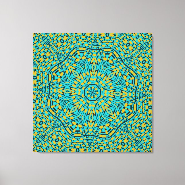 Toile Motif Kaleidoscope moderne Géométrique Bleu Orange (Recto)