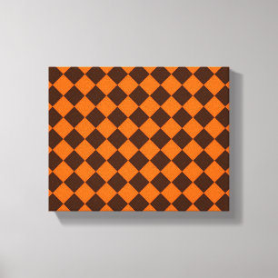 Toile Motif Orange Brown Diamond Checker