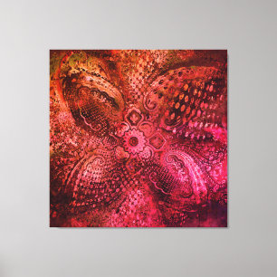 Toile Motif Paisley Intriqué en Rouge Foncé