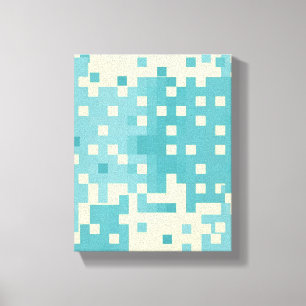 Toile Motif Pixel bleu et cyan