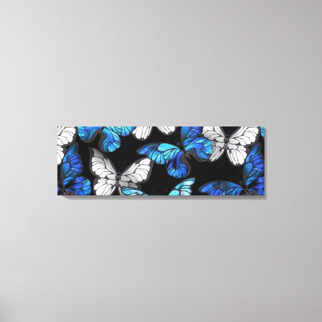 Toile Motif sans couleur foncée avec papillons bleus Mor (Recto)