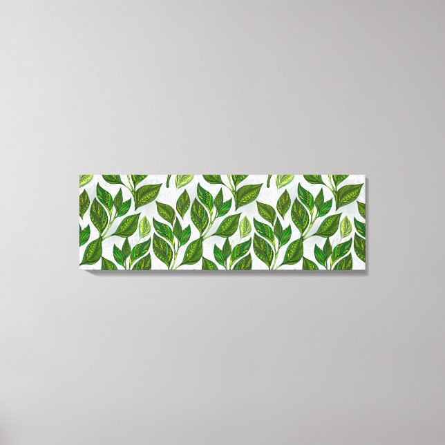 Toile Motif sans couture avec Feuilles de thé vert (Recto)