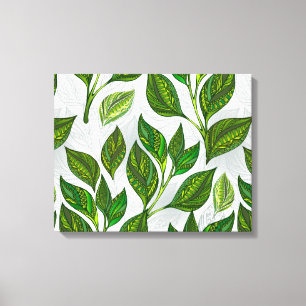 Toile Motif sans couture avec Feuilles de thé vert