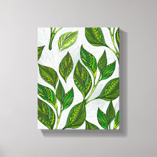 Toile Motif sans couture avec Feuilles de thé vert