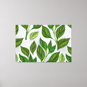 Toile Motif sans couture avec Feuilles de thé vert