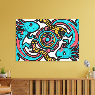 Toile Motif tribal aztèque axolotl Xolotl mythologie boh