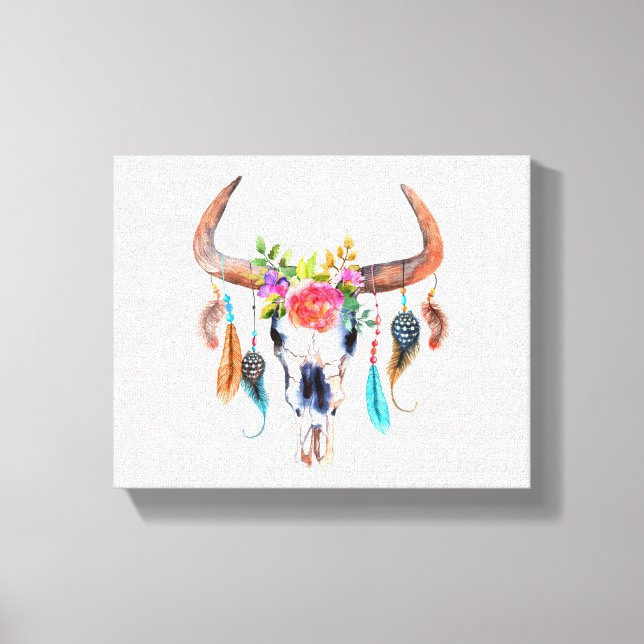 Toile Motif Tribal Et Taureau (Recto)