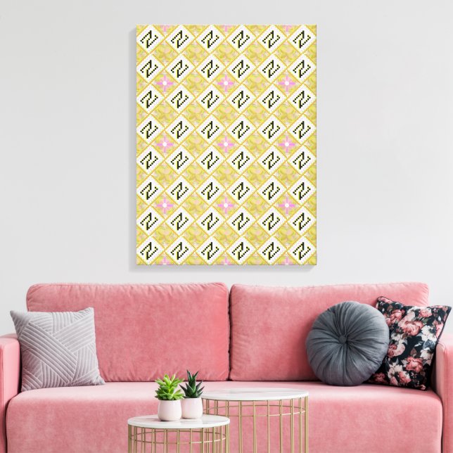 Toile Motif tribal géométrique olive et magenta moderne (Insitu(Salon))