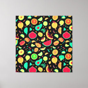 Toile Motif vibrant de fruits de néon