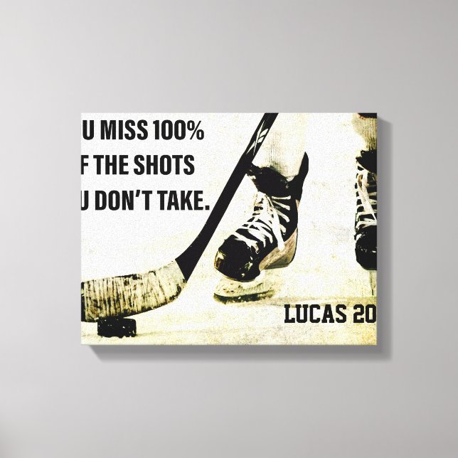 Toile Motivation Hockey Vous Manquez 100% Des Chaussures (Recto)